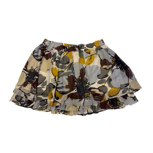 Abercrombie & Fitch Women's White Floral Mini Flare Layered Skirt Silk Blend Med - Picture 1 of 11